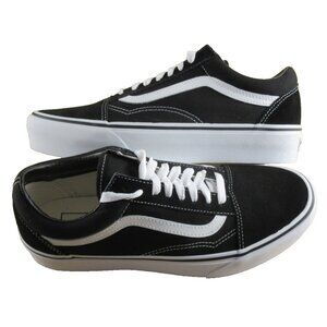 Vans Women's Old Skool Platform Black White Canvas Suede Shoes Size 9.5 NIB